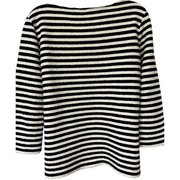 Banana Republic Sweaters - Banana Republic Sz S Navy and Cream Striped Textured Nautical Bateau Sweater